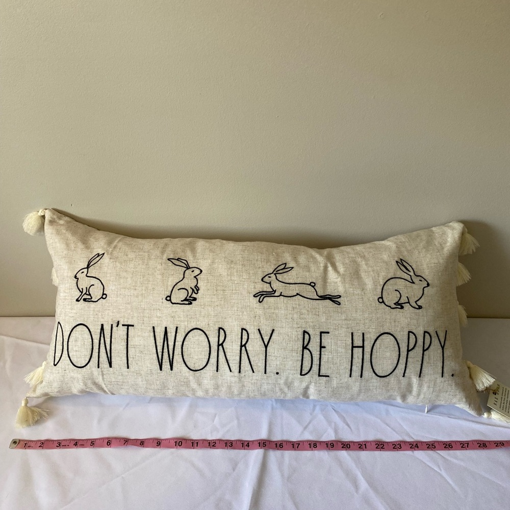 Rae Dunn Pillow with Bunny Design - Picture 2 of 7